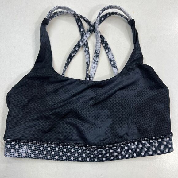 Lululemon Sports Bra Women's Size 4 Black Polka Dot Criss Cross Back  Gym Yoga - Picture 1 of 4